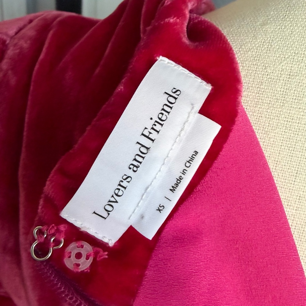 Lovers + Friends Kimora Velvet Mini Dress Long Sleeve Magenta Pink Size XS - Picture 10 of 13
